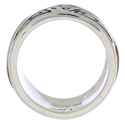 Southwest Silver Water Wave Multicolor Ring Size 6-1/2 EX40895
